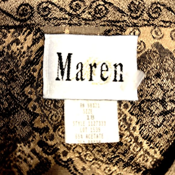 Asian Women Lite Jacket Size 18 Gold Black Semi Shinny Long Slvs Dressy Elegant - Picture 9 of 10